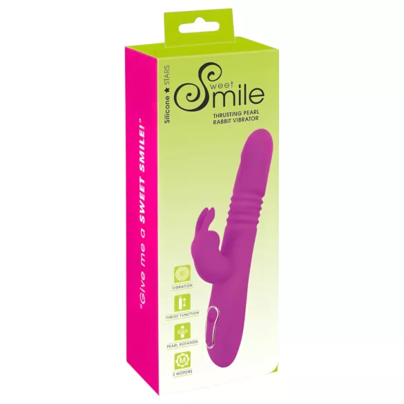 SMILE Rabbit - vibratore ricaricabile rotante e spintaneo con rabbit clitorideo (rosa)