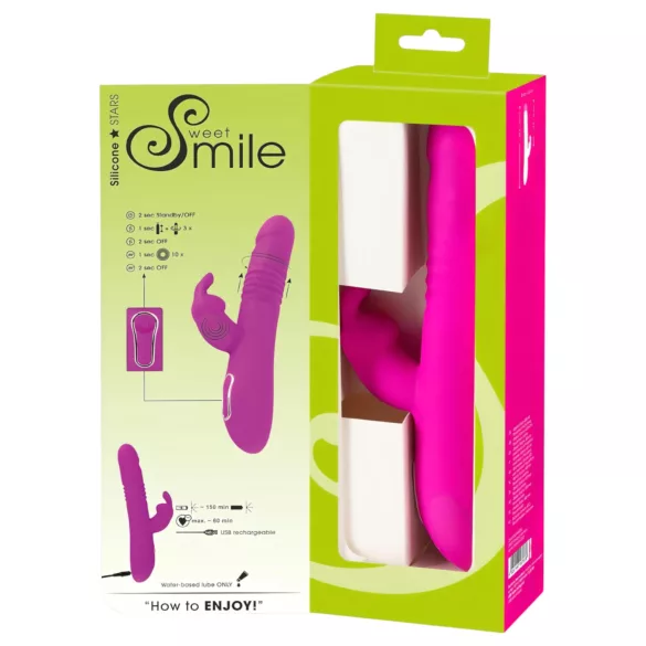 SMILE Rabbit - vibratore ricaricabile rotante e spintaneo con rabbit clitorideo (rosa)