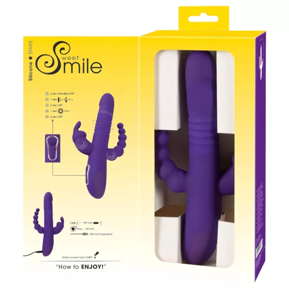 SMILE Triple - vibratore triplo con rotazione e spinta - ricaricabile - viola