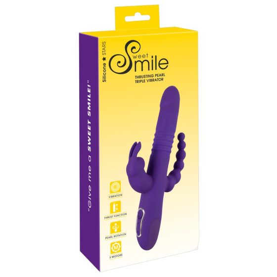 SMILE Triplo - vibratore ricaricabile con triplo braccio, rotante e pulsante (viola)
