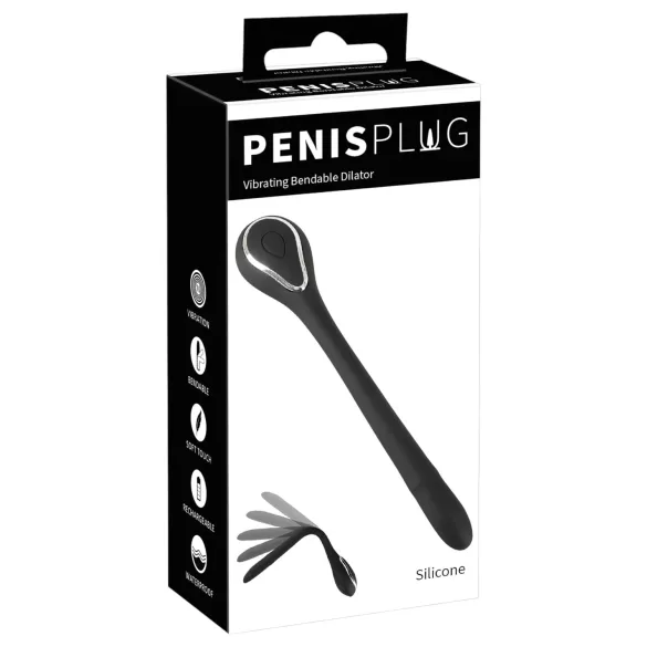 Dilatatore uretrale a spina per pene - dilatatore vibrante ricaricabile (1 cm, nero)