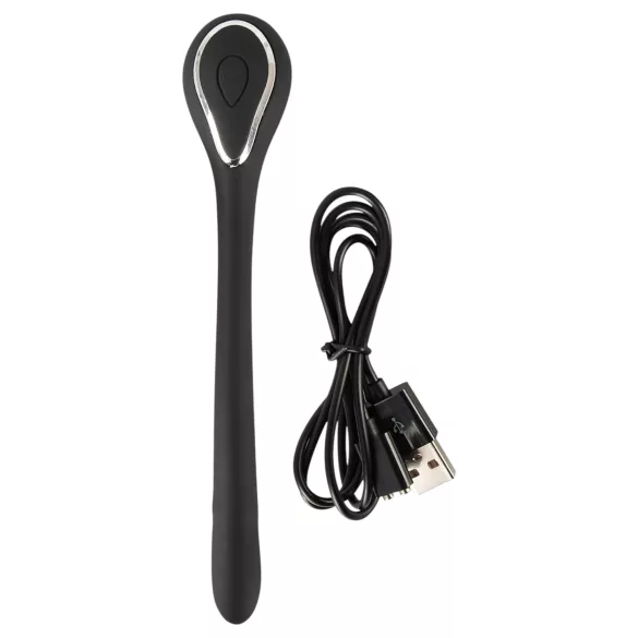 Dilatatore uretrale a spina per pene - dilatatore vibrante ricaricabile (1 cm, nero)