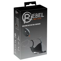   Rebel - anello fallico vibrante con stimolatore testicoli - silicone nero