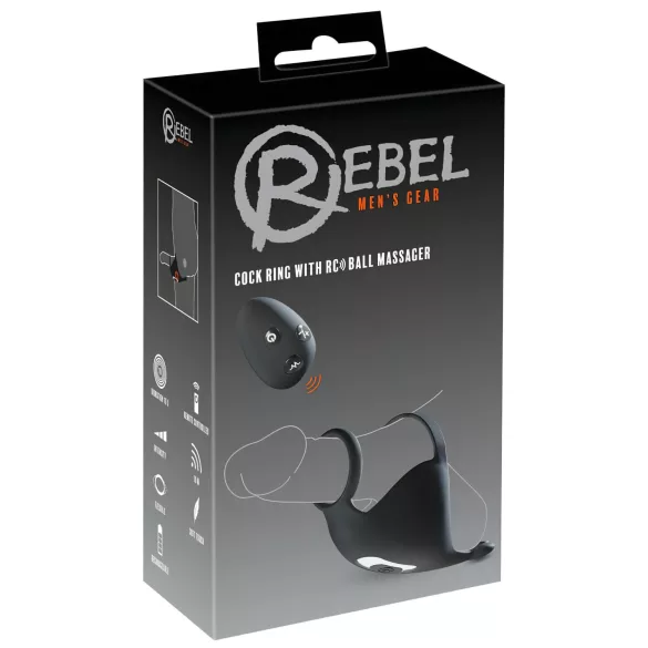 Rebel - anello fallico vibrante con stimolatore testicoli - silicone nero