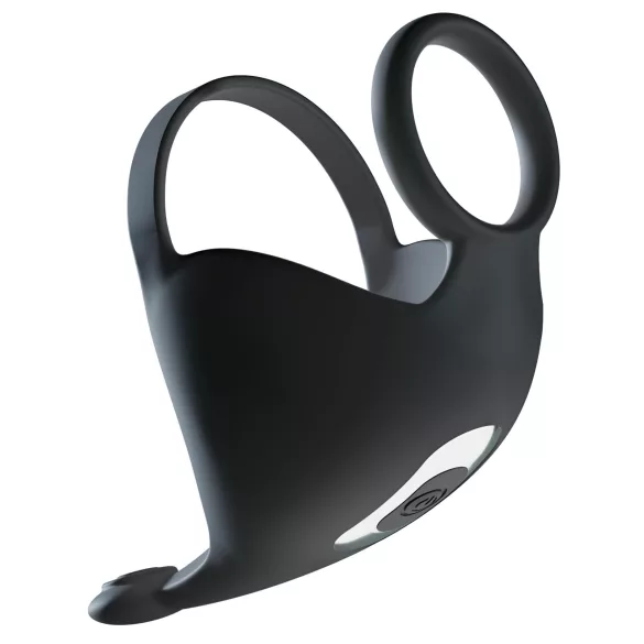 Rebel - anello fallico vibrante con stimolatore testicoli - silicone nero