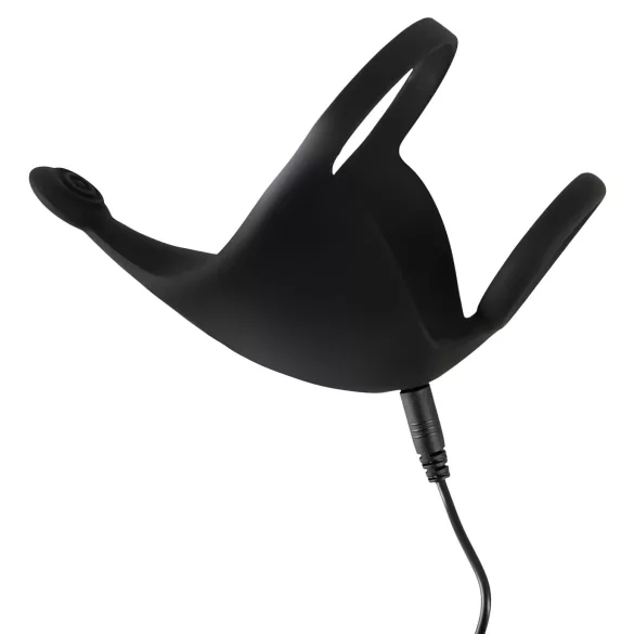 Rebel - anello fallico vibrante con stimolatore testicoli - silicone nero