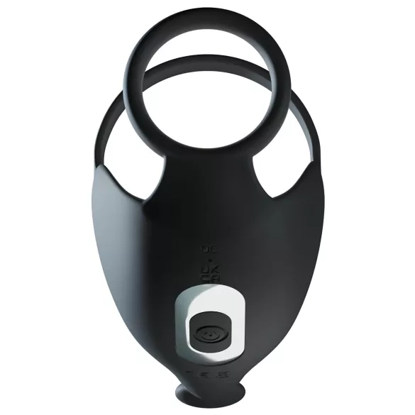 Rebel - anello fallico vibrante con stimolatore testicoli - silicone nero