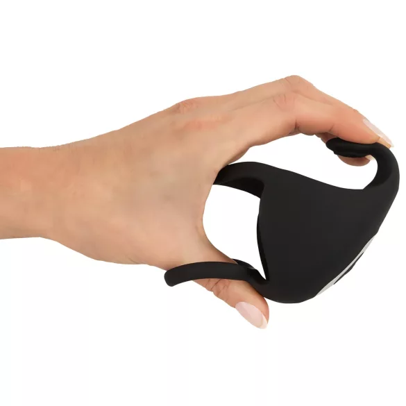 Rebel - anello fallico vibrante con stimolatore testicoli - silicone nero