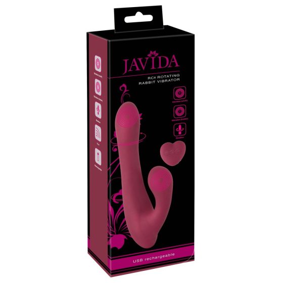Javida - Vibratore Rotante con Braccio Clitorideo Ricaricabile e Radiocomando (Rosso)
