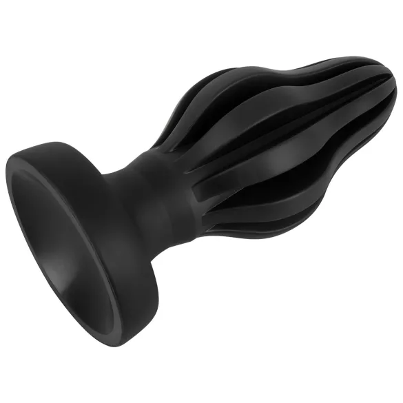 ANOS - plug anale piccolo a coste - morbido silicone nero 7cm