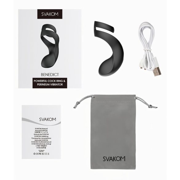 Svakom Benedict - anello vibrante stimolatore perineo (nero)