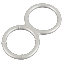   Anello doppio in silicone effetto metallo per pene e testicoli You2Toys (argento)
