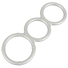   Anello fallico e testicolare triplo in silicone effetto metallico You2Toys (argento)