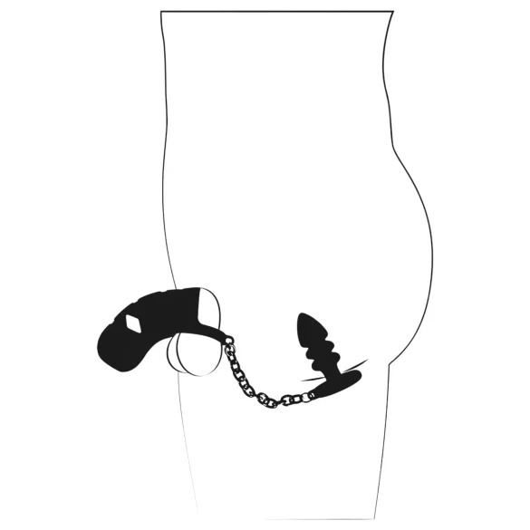 Black Velvets - gabbia pene in silicone con plug anale - nero