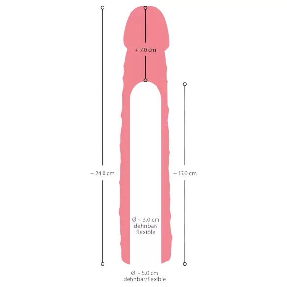 Nature Skin - preservativo fallico allungante e ispessente - 24 cm