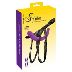 SMILE - doppio dildo viola-nero con cintura
