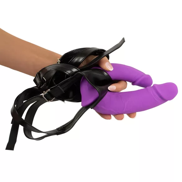 Smile - dildo doppio indossabile con slip - silicone viola nero