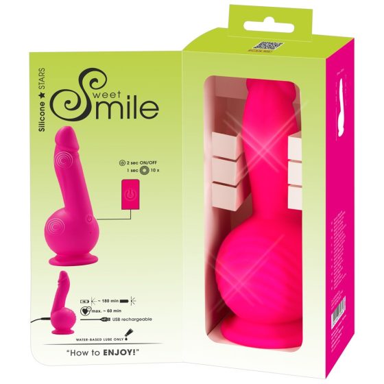SMILE Potente - vibratore realistico con ventosa e due motori ricaricabile (rosa)