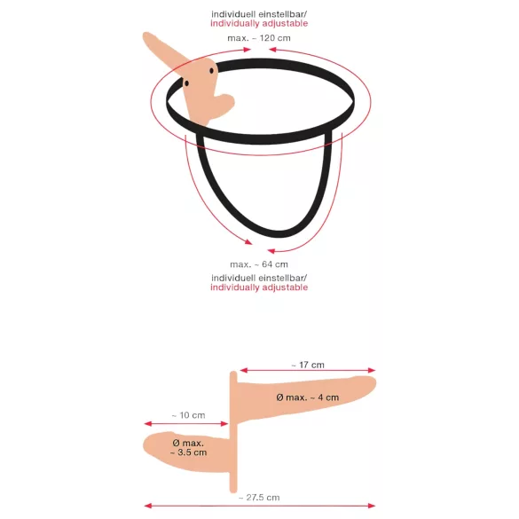 You2Toys - Strap-on doppio vibratore - color carne