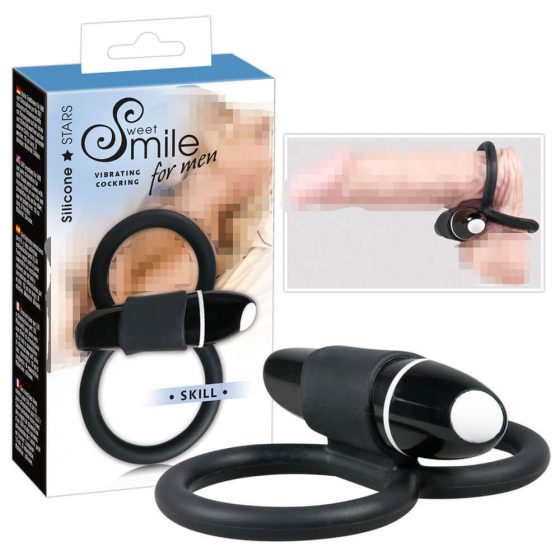 SMILE Skill - anello vibrante per pene e testicoli (nero)