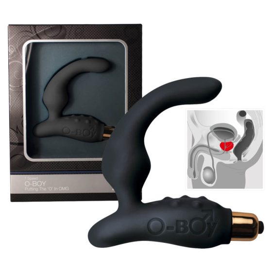 Vibratore prostatico in silicone sottile O-Boy - nero (7 modalità)