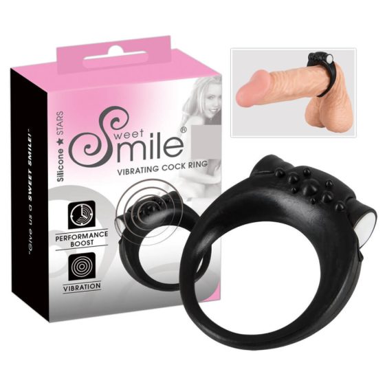 Anello fallico vibrante SMILE Stayer" per il sostegno dell'erezione con stimolatore clitorideo (nero)"