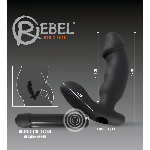Rebel - vibratore prostatico con pene (nero)