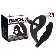   Black Velvets - vibratore anale con anello pene e scroto - nero