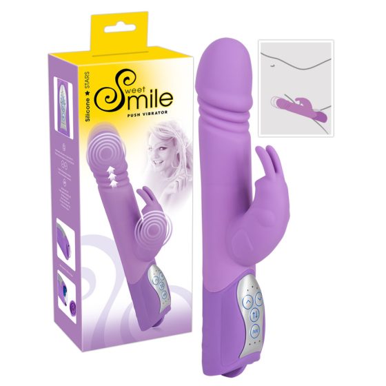 Vibratore SMILE Push con movimento va-e-vieni e stimolatore clitorideo (lilla)
