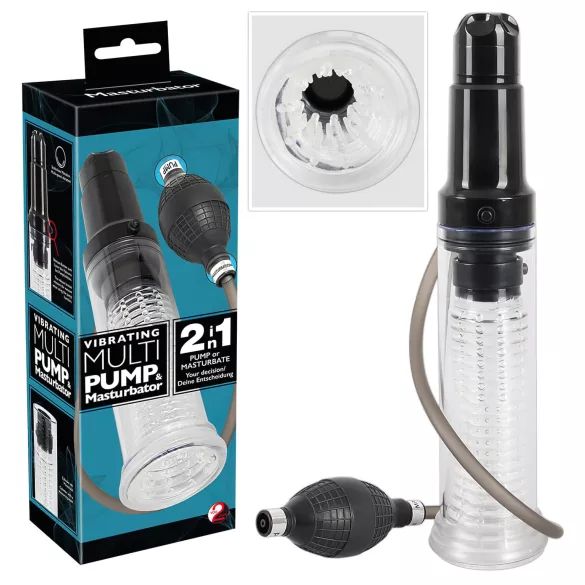 You2Toys - pompa per pene e masturbatore 2in1 trasparente