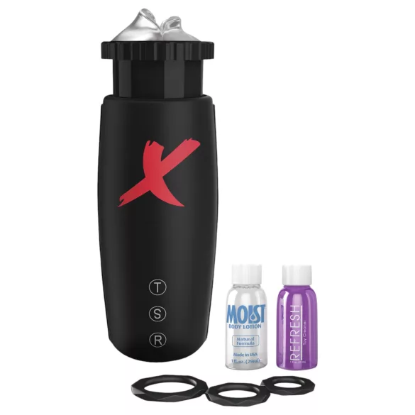 PDX Moto Bator - masturbatore automatico succhiante con labbra mobili - nero
