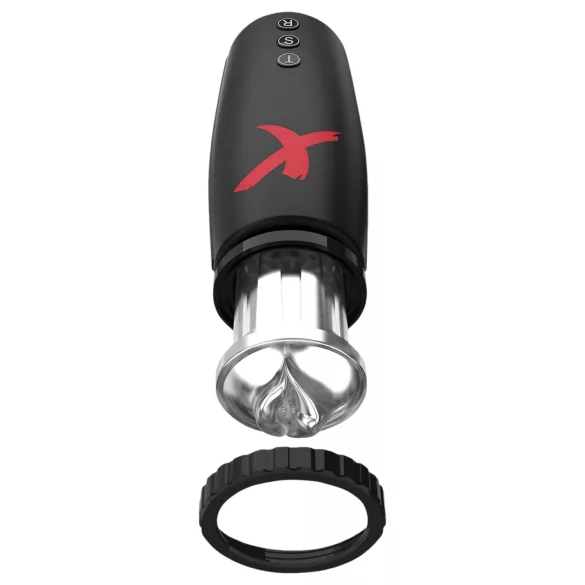 PDX Moto Bator - masturbatore automatico succhiante con labbra mobili - nero