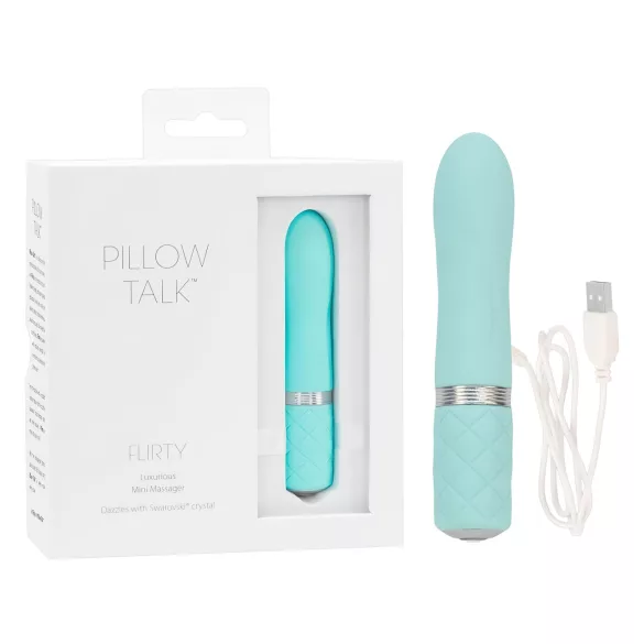 Pillow Talk Flirty - vibratore a bacchetta ricaricabile - turchese
