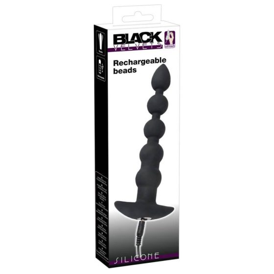 Velvet Nero - Vibratore anale ricaricabile con 5 perle (nero)