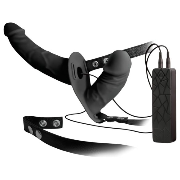 Double Thruster - Dildo con doppio vibratore indossabile (nero)