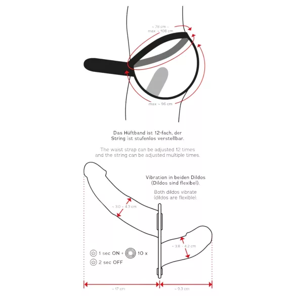 Double Thruster - doppio vibratore indossabile - nero
