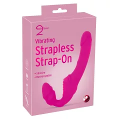   Double2Teaser - vibratore strap-on senza cintura - silicone rosa