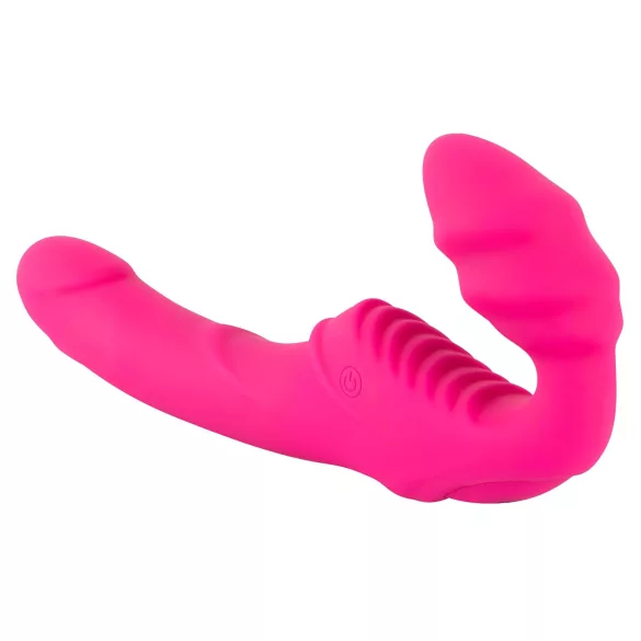 Double2Teaser - vibratore strap-on senza cintura - silicone rosa