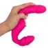 Double2Teaser - vibratore strap-on senza cintura - silicone rosa