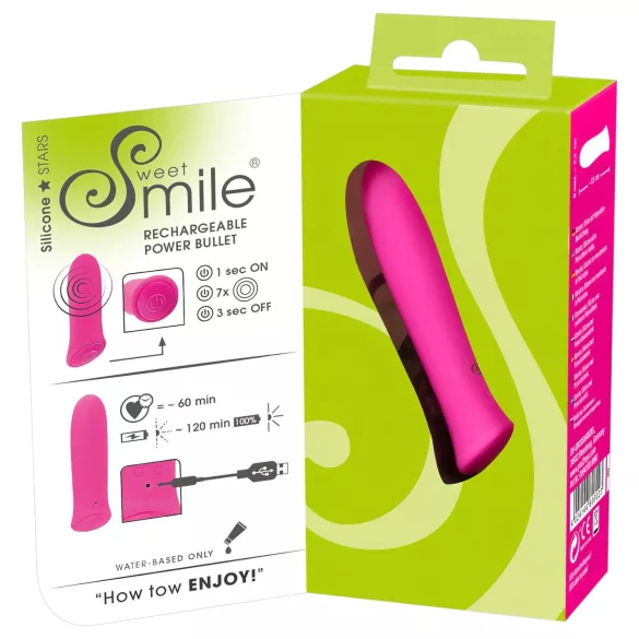 SMILE - mini vibratore bullet ricaricabile potente - silicone rosa
