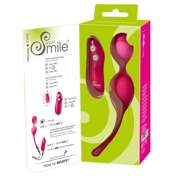 Palline dell'amore SMILE - Uovo vibrante ricaricabile da 82g con telecomando (rosa)