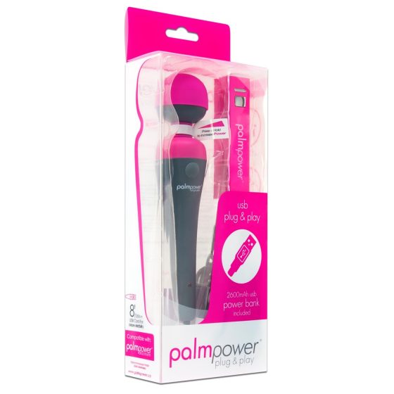 Vibratore Massaggio PalmPower - USB con Powerbank da 2600mAh (rosa-grigio)