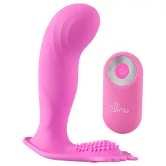   SMILE - vibratore strap-on ricaricabile con telecomando - punto G, rosa