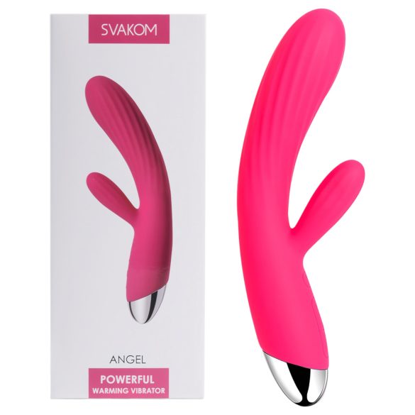Svakom Angel - vibratore rosso impermeabile, riscaldante con stimolatore clitoride