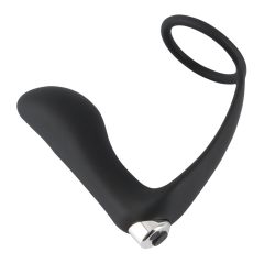   Black Velvet - Vibratore anale ricaricabile in silicone con anello per il pene (nero)