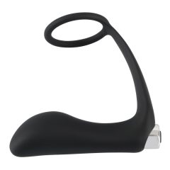   Black Velvet - Vibratore anale ricaricabile in silicone con anello per il pene (nero)