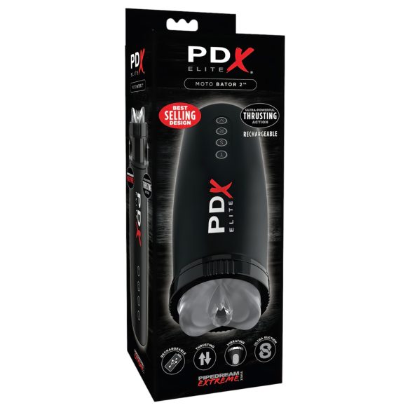 PDX Elite Moto Bator 2 - Masturbatore Nero con Suzione e Movimento Verticale