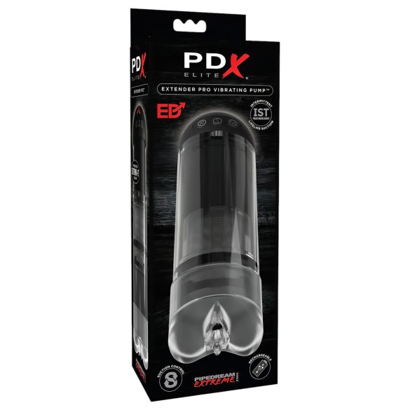 PDX Elite Extender Pro - masturbatore nero a suzione e vibrazione ricaricabile