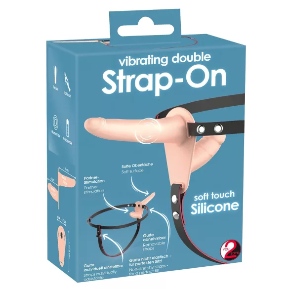You2Toys - Strap On doppio vibratore indossabile - silicone naturale