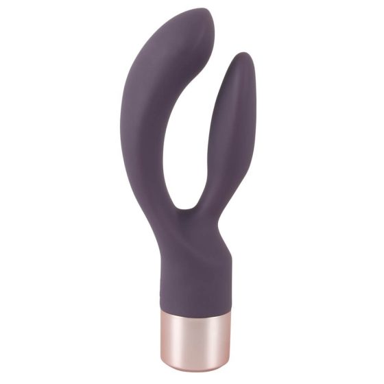 Vibratore Elegante Doppio di You2Toys - Ricaricabile con Stimolatore Clitorideo (color viola scuro)